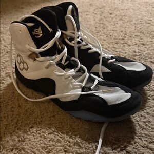 Black and White Wrestling Shoes
